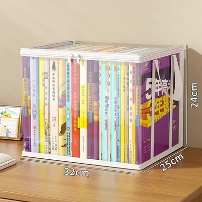 Clear Book Storage Box with Handles