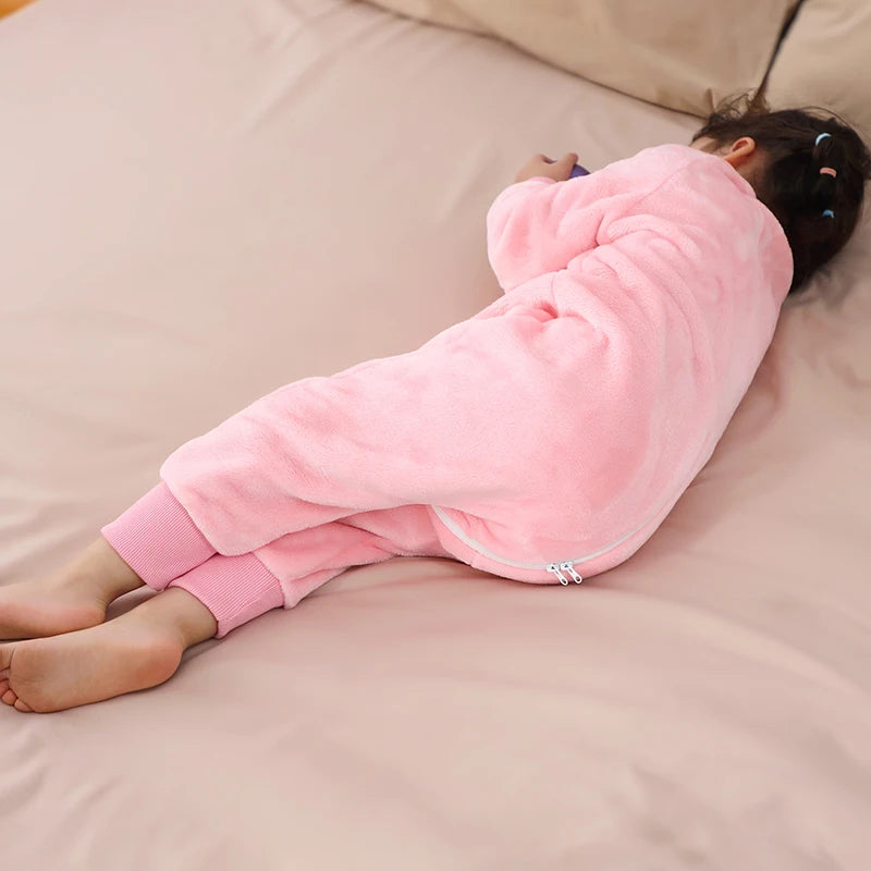 Warm Flannel Kids Sleepsack Pyjamas with Cute Cartoon Animal Prints
