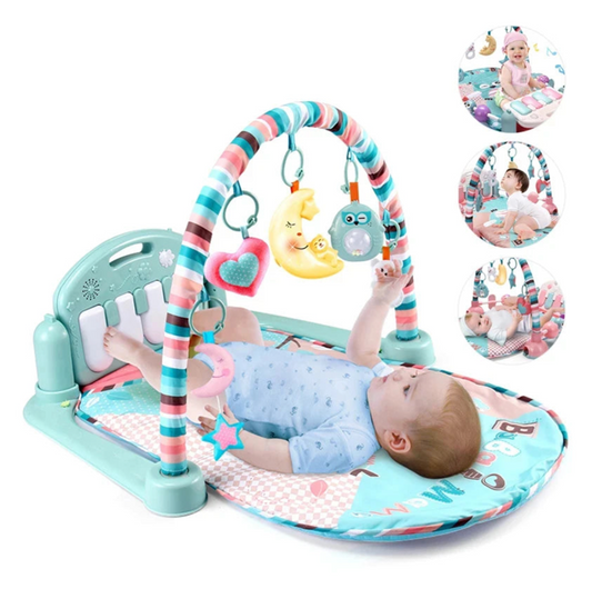 Baby Piano Play Gym with Music Mat and Sensory Toys