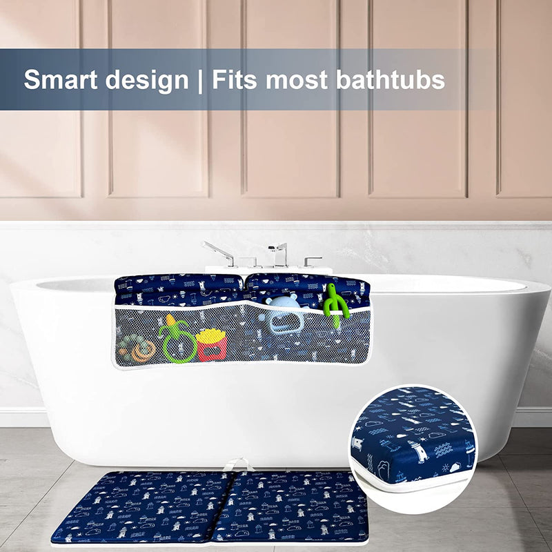  Baby Bath Kneeler and Elbow Rest Pad, Non-Slip, Built-in Toy and Toiletry Pockets