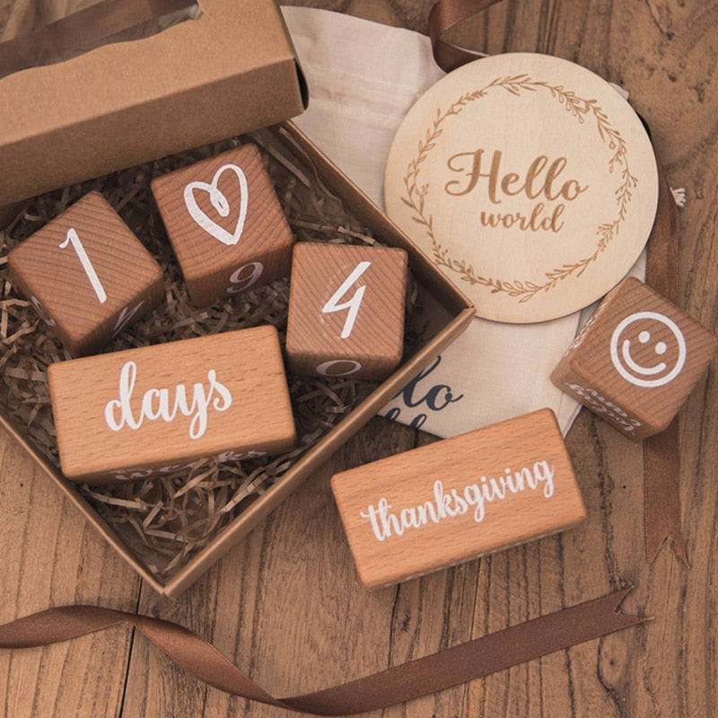Baby Milestone Wooden Blocks