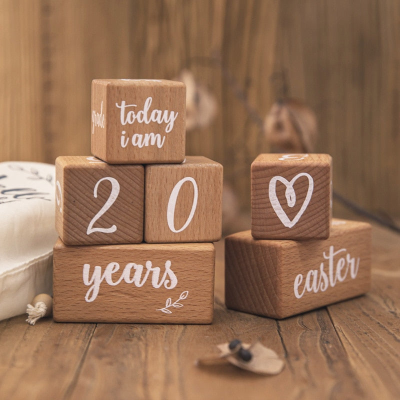Baby Milestone Wooden Blocks