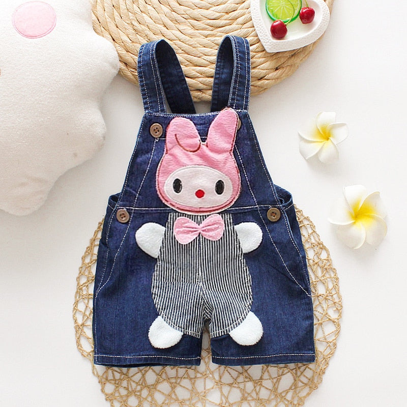 Animal Designed Denim Baby Overalls
