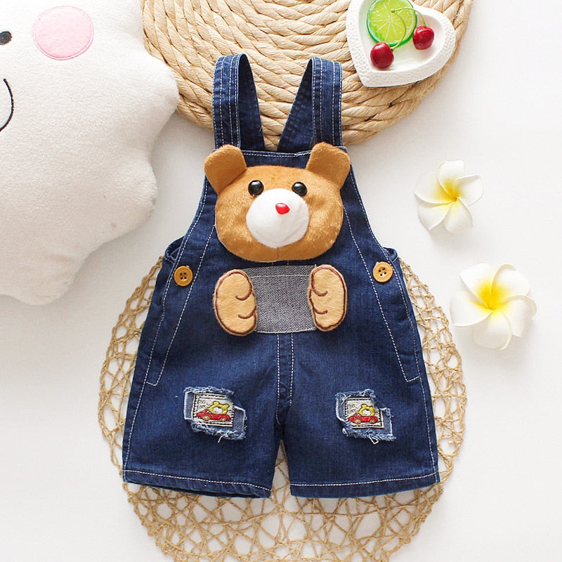 Animal Designed Denim Baby Overalls