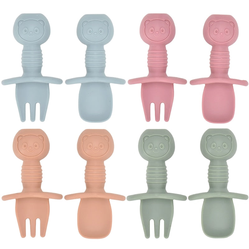 Mini Silicone Baby Spoon & Fork