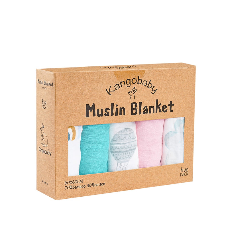 Bamboo Cotton Swaddle Blanket Set (5 pieces)
