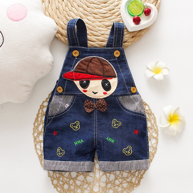 Animal Designed Denim Baby Overalls