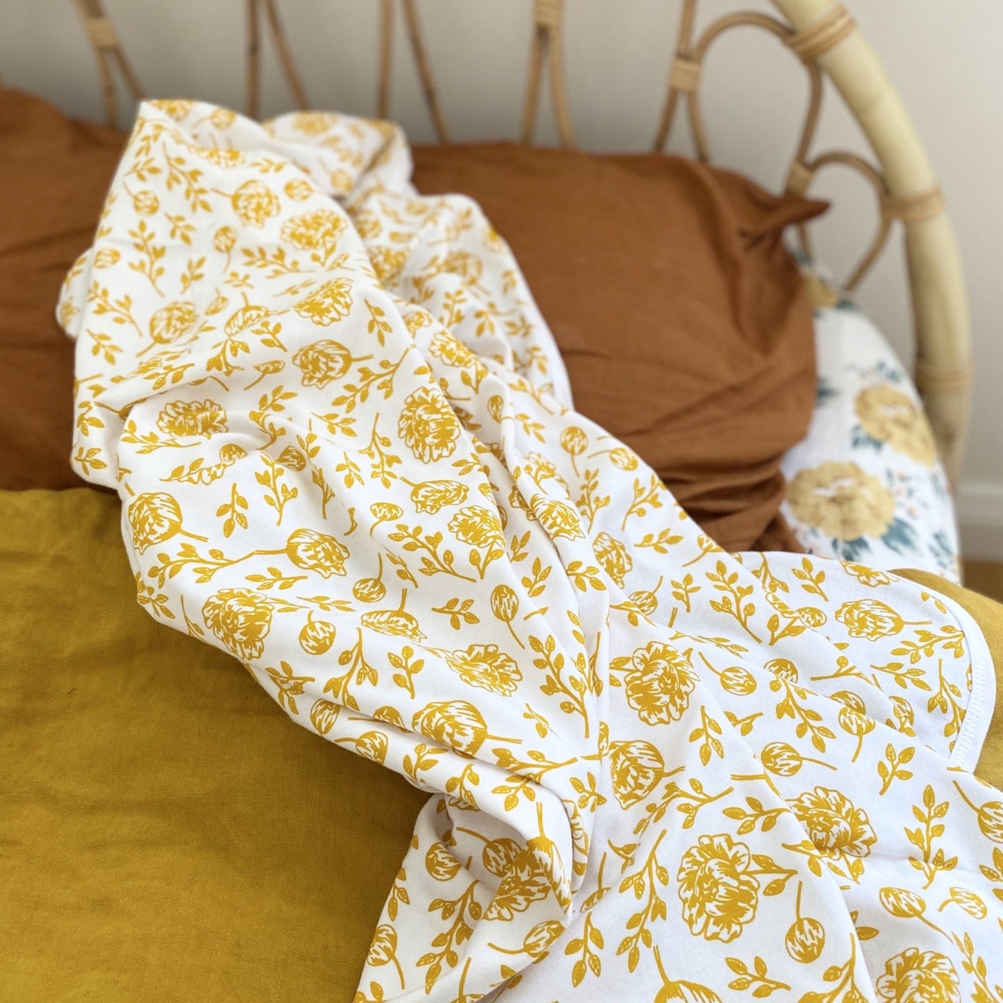 Organic Baby Blanket - Golden Peony