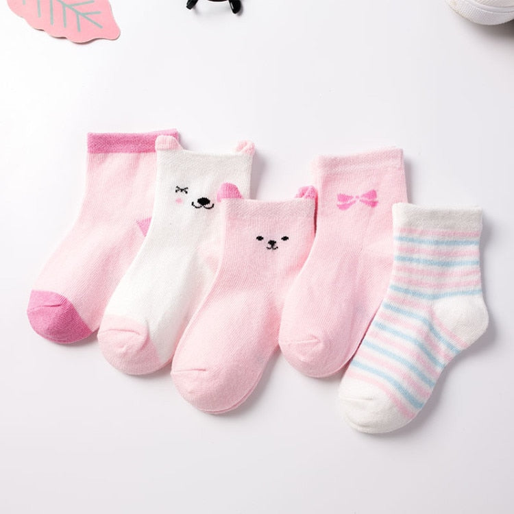 Pure Cotton Baby Socks (5 Pairs)