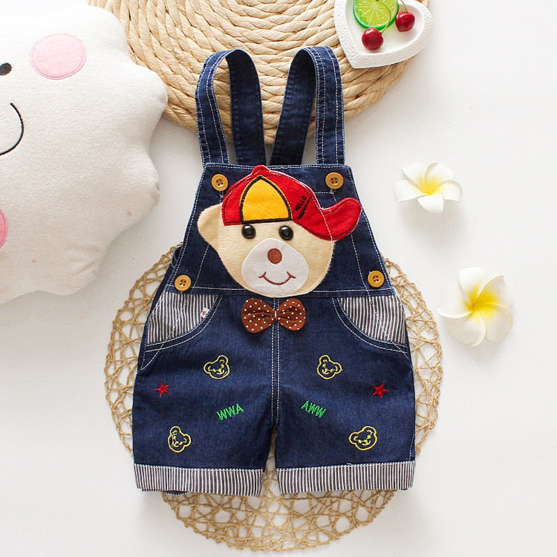 Animal Designed Denim Baby Overalls