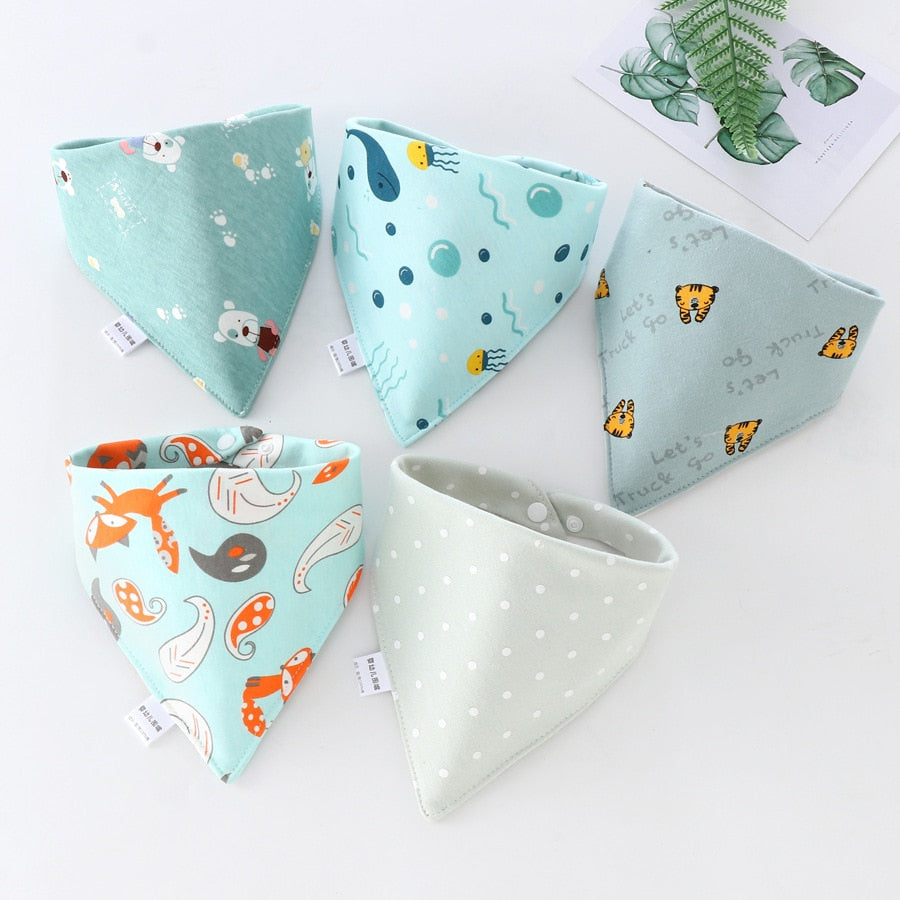 Cartoon Bandana Bibs (5pcs)