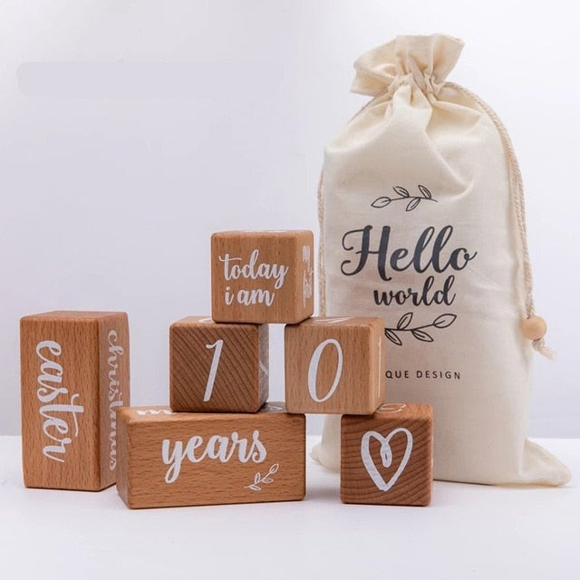 Baby Milestone Wooden Blocks