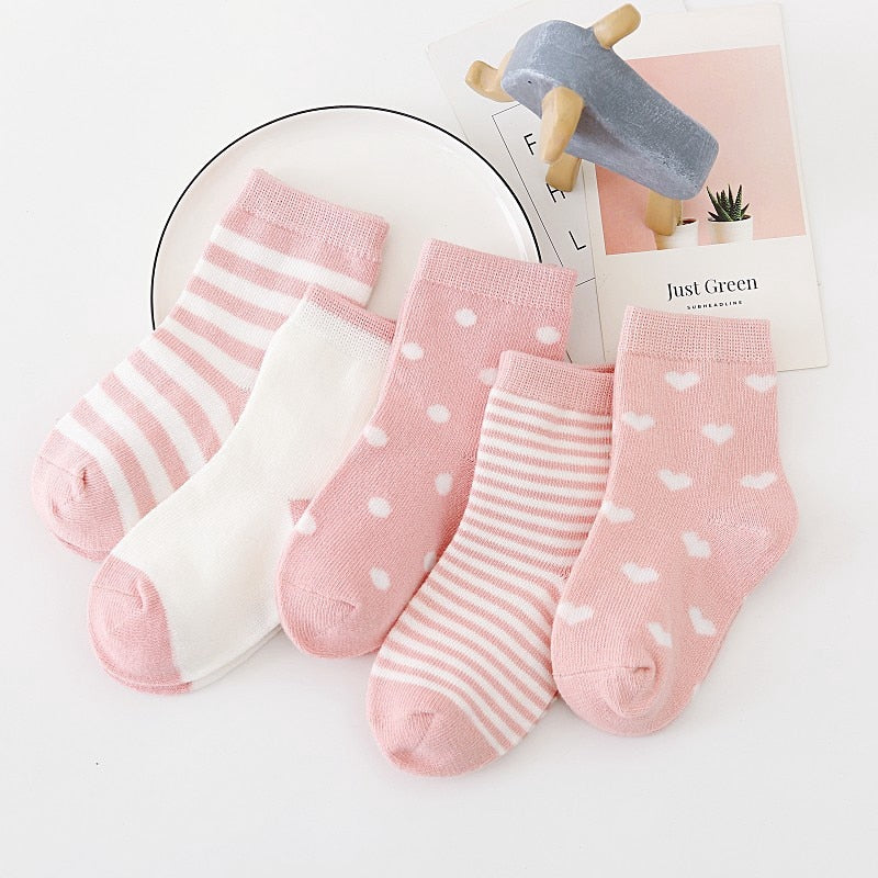 Pure Cotton Baby Socks (5 Pairs)