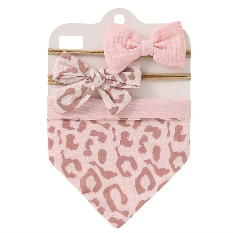 Triangle Muslin Cotton Bibs with Headbands (3pcs)