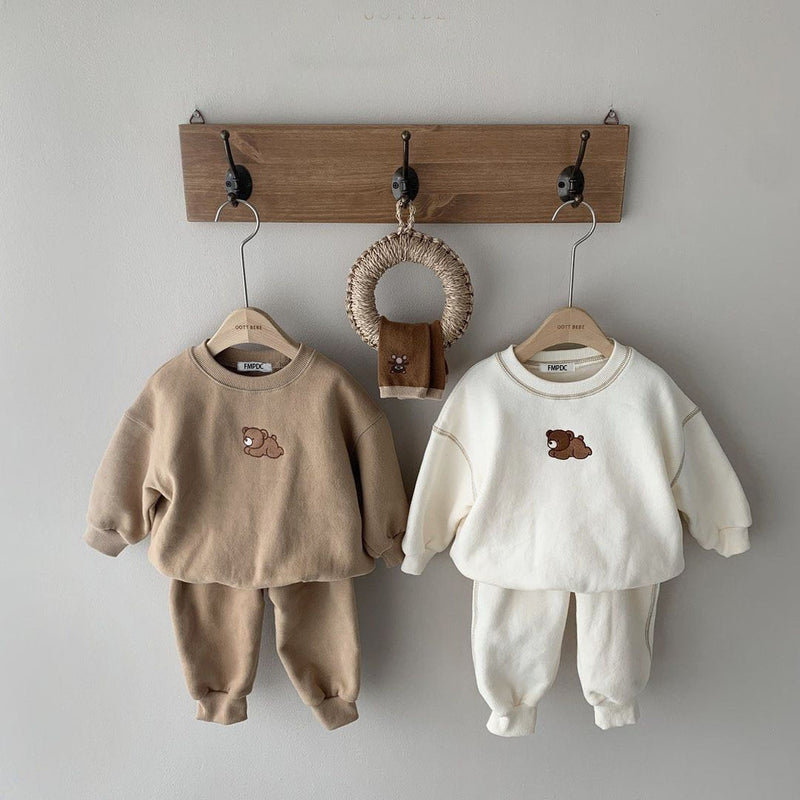 Cute Bear Matching Baby Tracksuit Set
